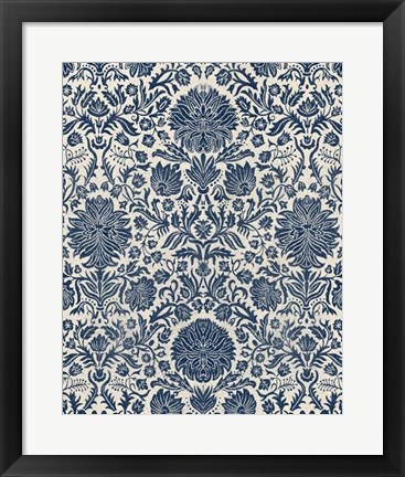 Framed Baroque Tapestry in Navy I Print