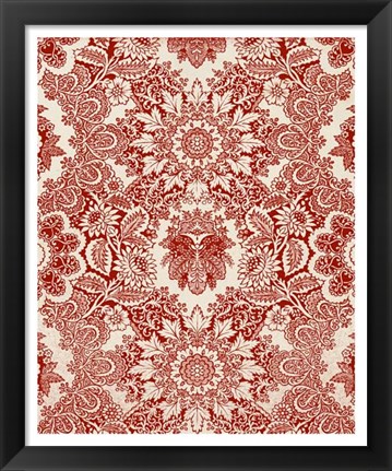 Framed Baroque Tapestry in Red I Print