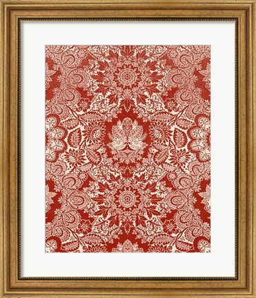 Framed Baroque Tapestry in Red II Print