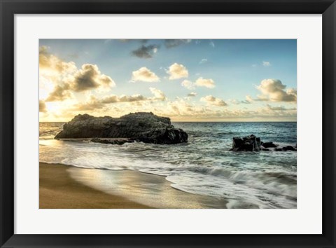 Framed Sunset at Lumahai Beach Print