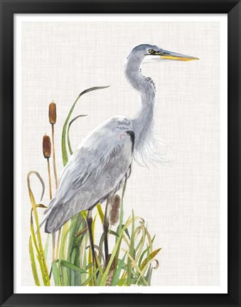 Framed Waterbirds &amp; Cattails I Print