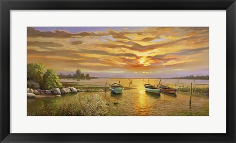 Framed Laguna al tramonto Print