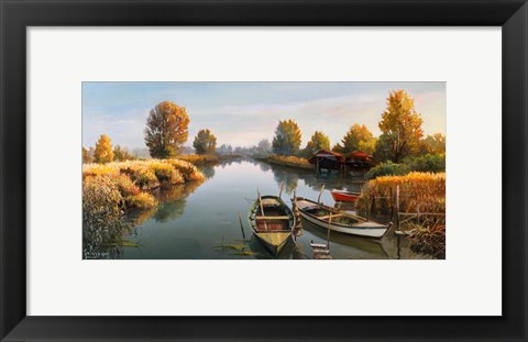 Framed Sul Fiume Boats Print