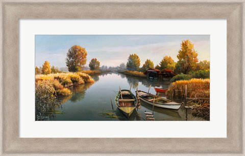 Framed Sul Fiume Boats Print