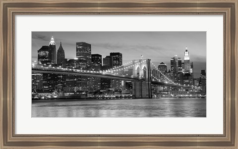 Framed Brooklyn Bridge at Night Print