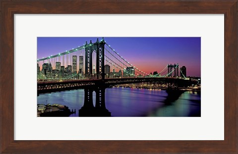 Framed Manhattan Bridge and Skyline (detail) Print