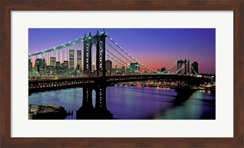 Framed Manhattan Bridge and Skyline (detail) Print