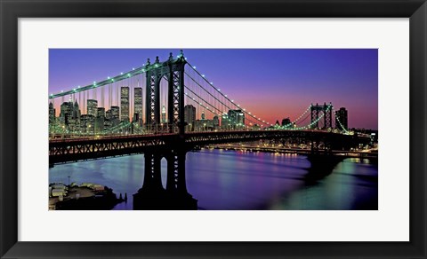 Framed Manhattan Bridge and Skyline (detail) Print