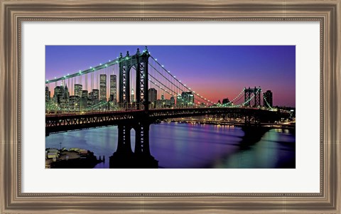 Framed Manhattan Bridge and Skyline (detail) Print