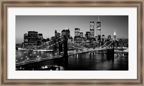 Framed Brooklyn Bridge, NYC BW Pano Print