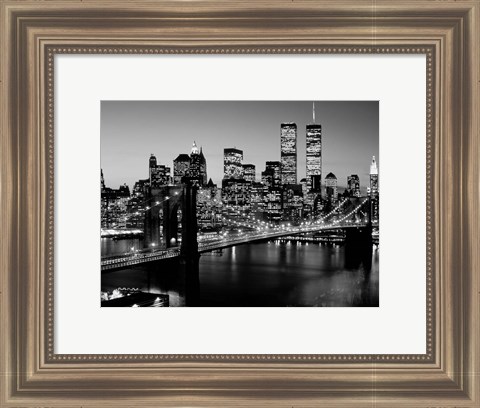 Framed Brooklyn Bridge, NYC BW Print