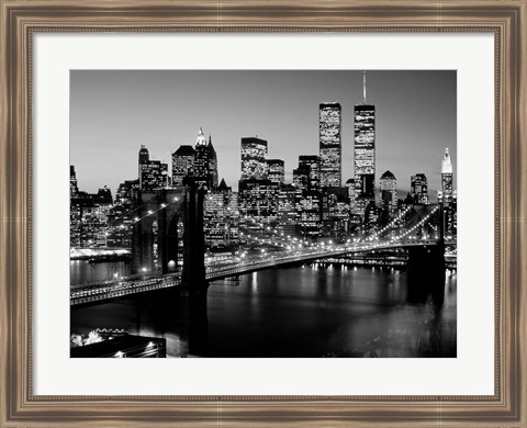 Framed Brooklyn Bridge, NYC BW Print