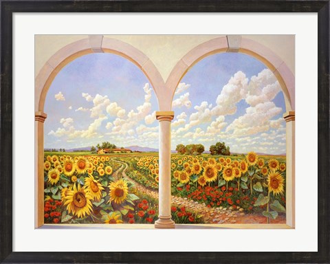 Framed Strada dei Girasoli Print