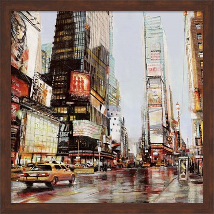 Framed Taxi in Times Square Print