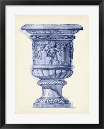 Framed Palace Urns in Indigo III Print