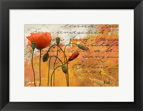 Framed Poppies Composition I Print