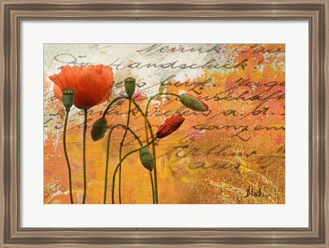 Framed Poppies Composition I Print