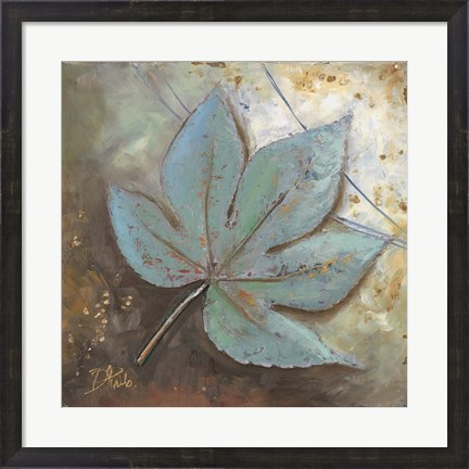 Framed Turquoise Leaf II Print