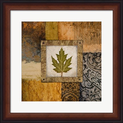 Framed Fallen Leaf II (green) Print