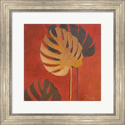 Framed My Fashion Leaves on Red I Print