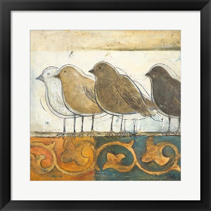 Framed Birds on Damask I Print