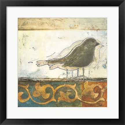 Framed Birds on Damask II Print