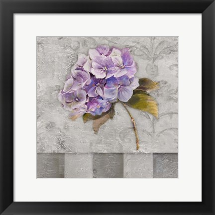 Framed Hydrangeas &amp; Stripes II Print