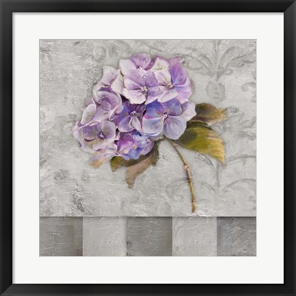 Framed Hydrangeas &amp; Stripes II Print