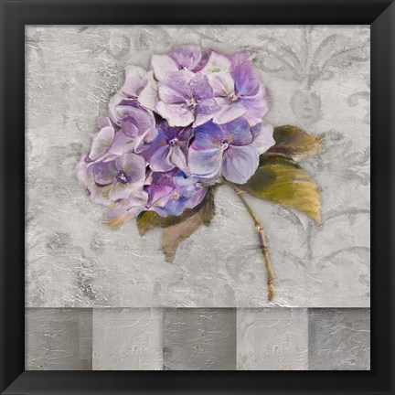 Framed Hydrangeas &amp; Stripes II Print