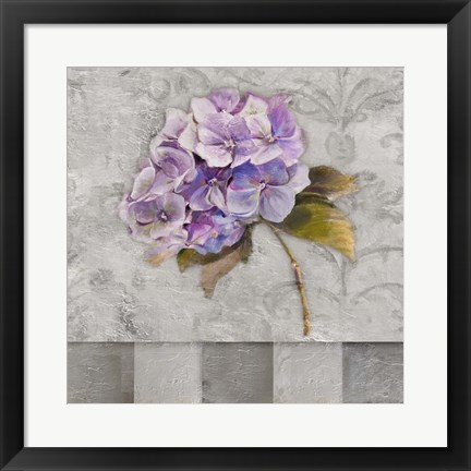 Framed Hydrangeas &amp; Stripes II Print