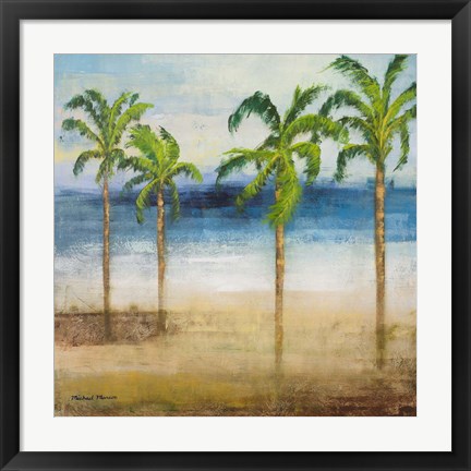 Framed Ocean Palms I Print