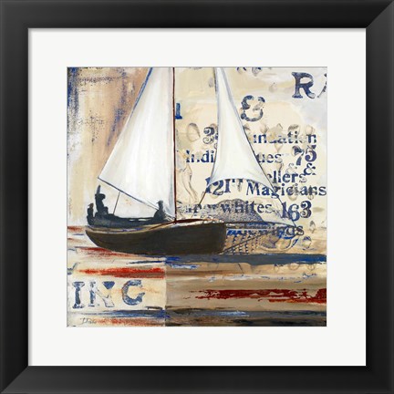 Framed Blue Sailing Race I Print