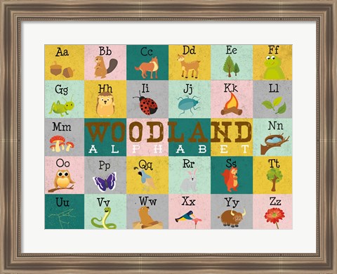 Framed Woodland Alphabet (horizontal) Print