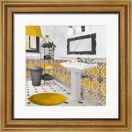 Framed Sundance Bath II (yellow) Print