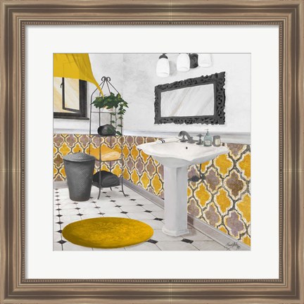 Framed Sundance Bath II (yellow) Print