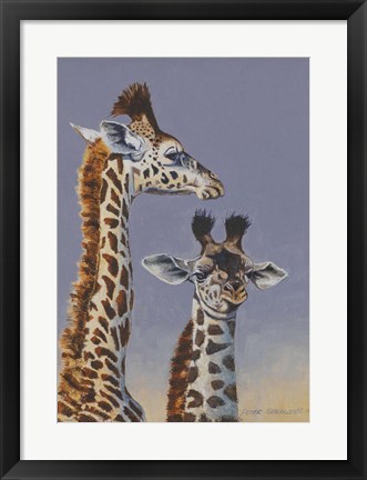 Framed Two Young Giraffes Print