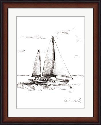 Framed Coastal Boat Sketch II Print