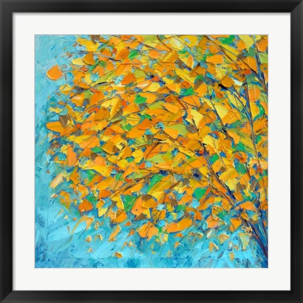 Framed Autumn On Teal Print