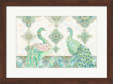 Framed Emerald Peacock Rectangle Print