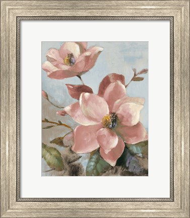 Framed Magnolias Aglow I Print