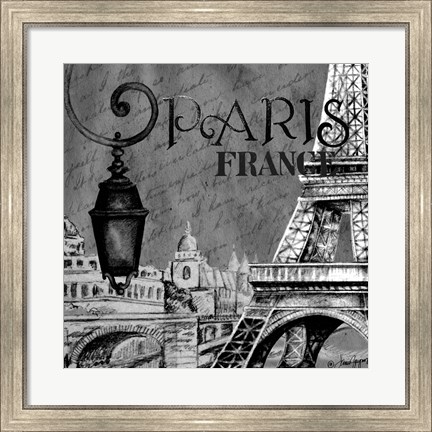Framed Parisian Wall Black I Print