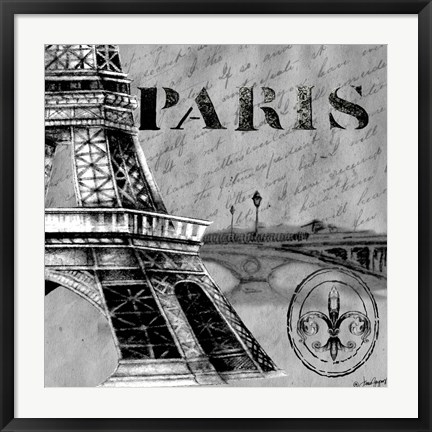 Framed Parisian Wall Black III Print