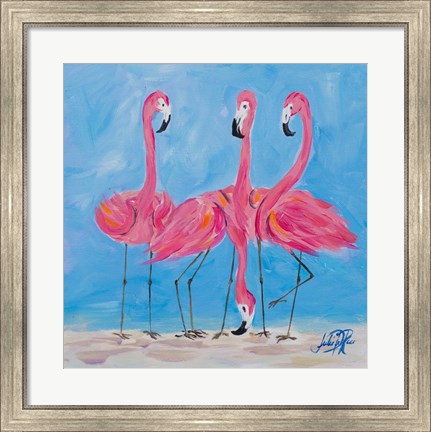 Framed Fancy Flamingos II Print