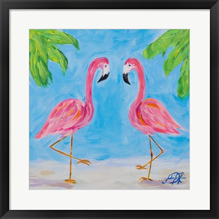 Framed Fancy Flamingos III Print