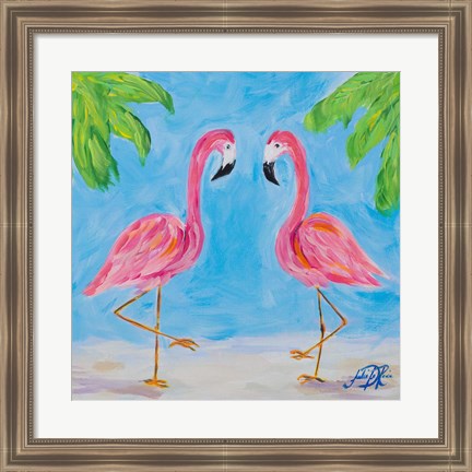 Framed Fancy Flamingos III Print