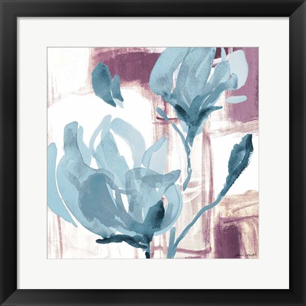 Framed Blue Magnolias I Print