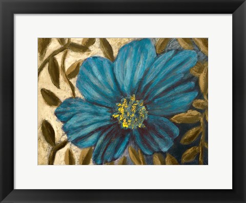 Framed Simple Blue Garden I Print