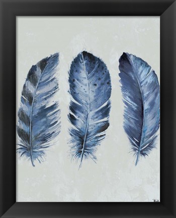 Framed Indigo Blue Feathers II Print