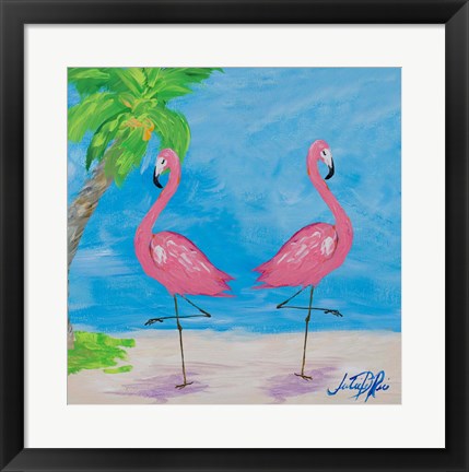 Framed Fancy Flamingos IV Print