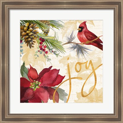 Framed Christmas Poinsettia I Print